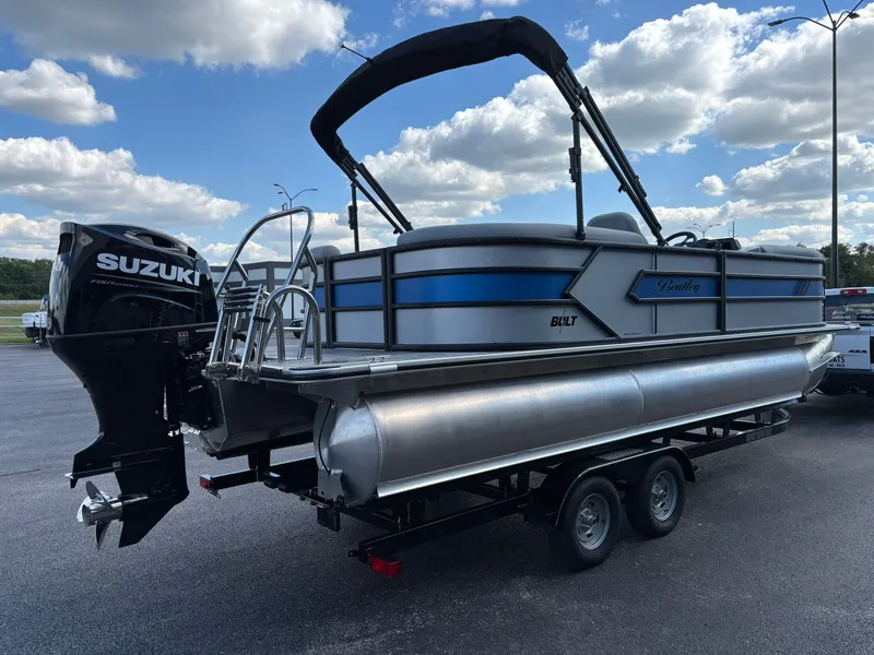Slide: The Image of 2027 Bentley Pontoons 223 Bolt with Suzuki engine on trailer. - 5