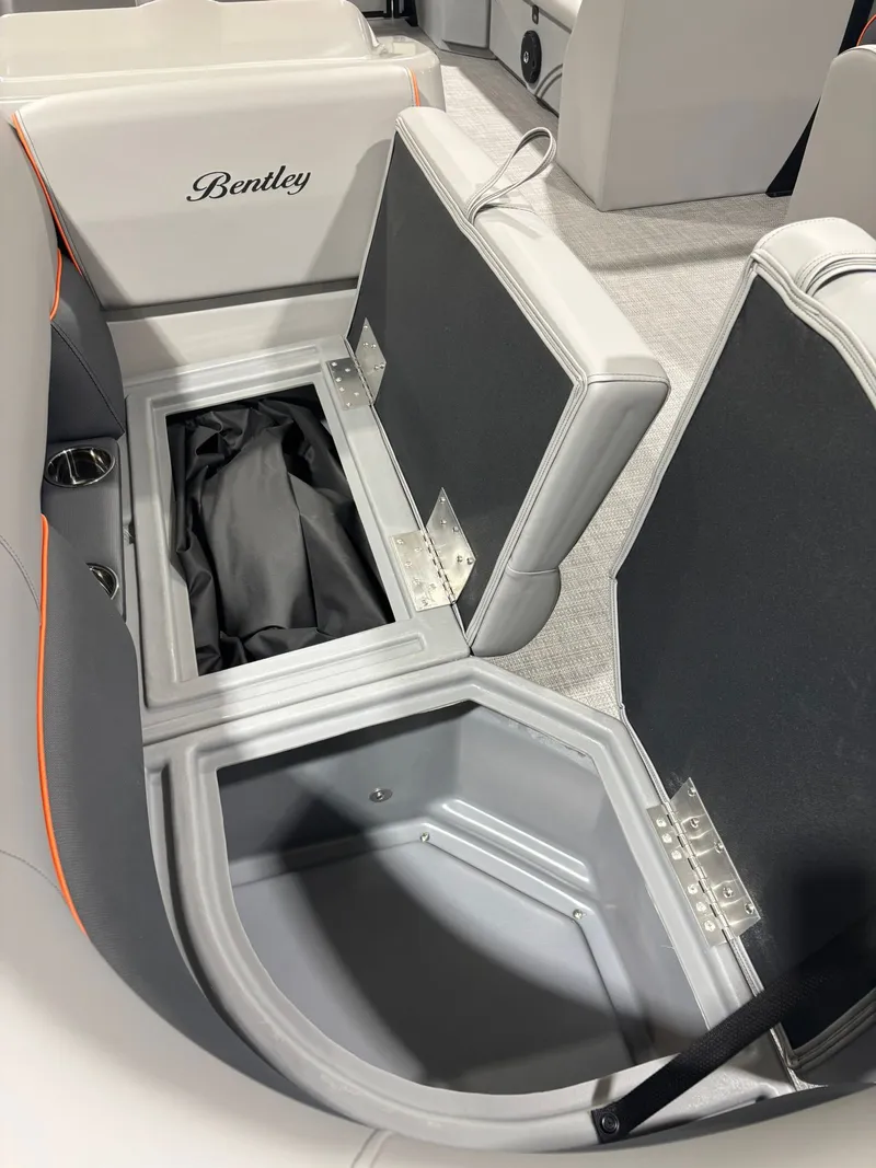 Slide: The Image of Interior of Bentley Pontoons 223 Bolt 2027 with storage compartment. - 11