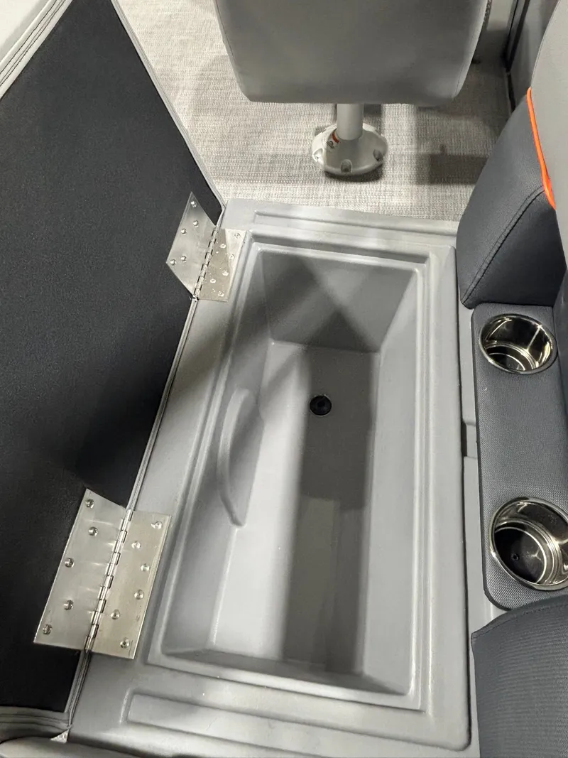 Slide: The Image of Interior of 2027 Bentley Pontoons 223 Bolt with storage compartment and cup holders. - 23