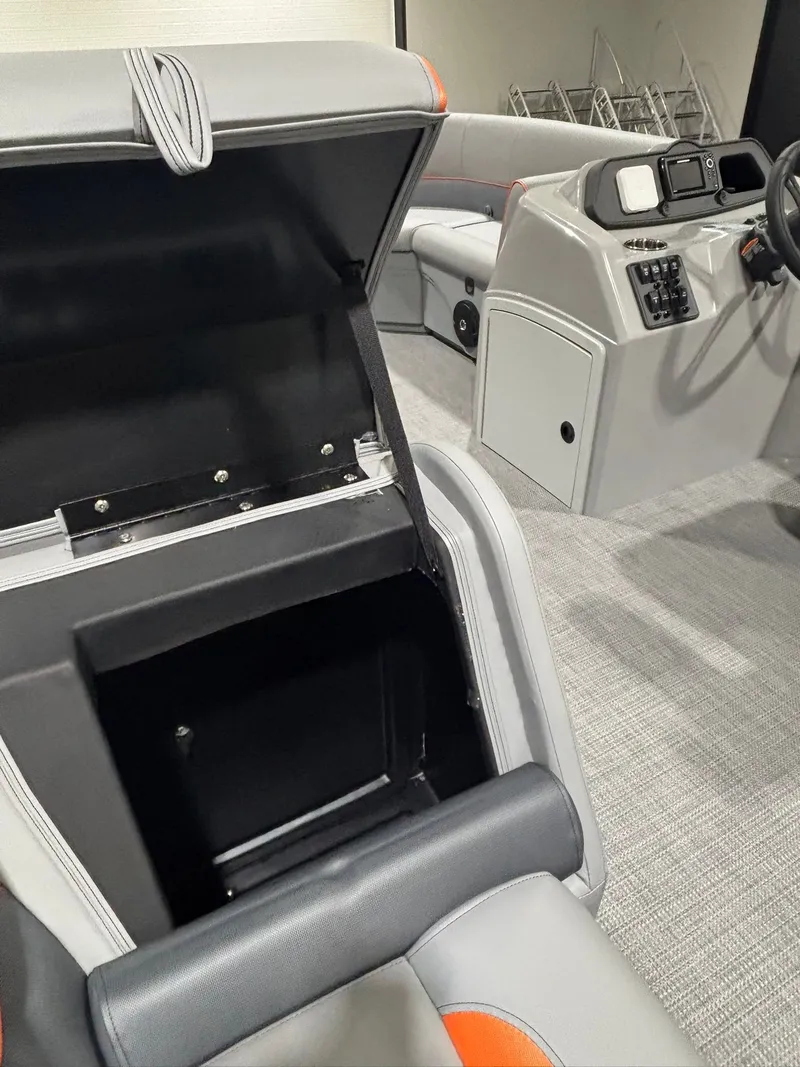 Slide: The Image of Interior of 2027 Bentley Pontoons 223 Bolt with storage and helm console. - 27