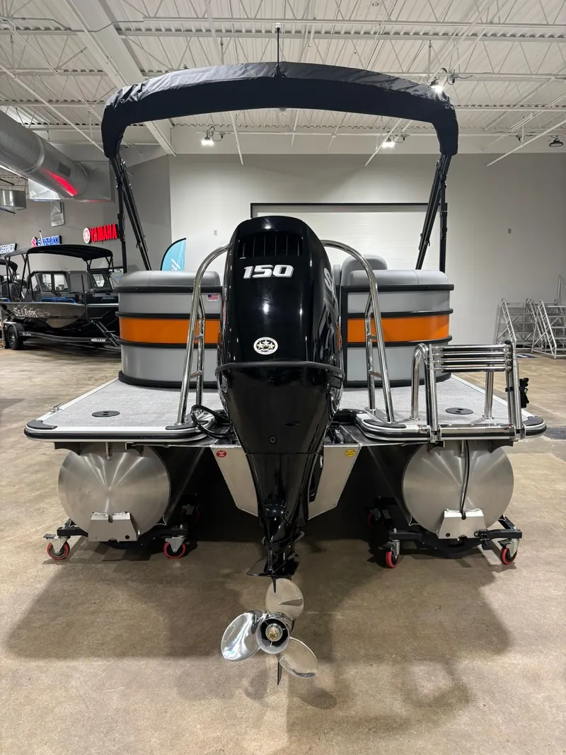 Slide: The Image of 2027 Bentley Pontoons 223 Bolt with 150 HP engine in showroom. - 7