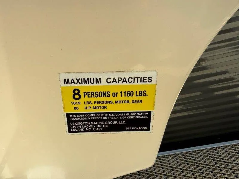 Slide: The Image of Lexington 5 Series 2018 boat capacity: 8 persons or 1160 lbs. - 23