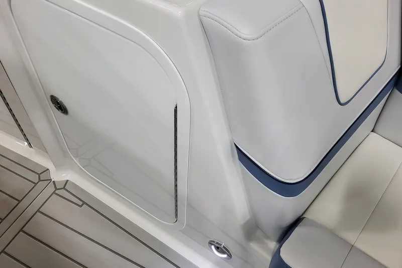Slide: The Image of 2026 Formula 330 Crossover Bowrider OB interior seating and storage detail. - 35
