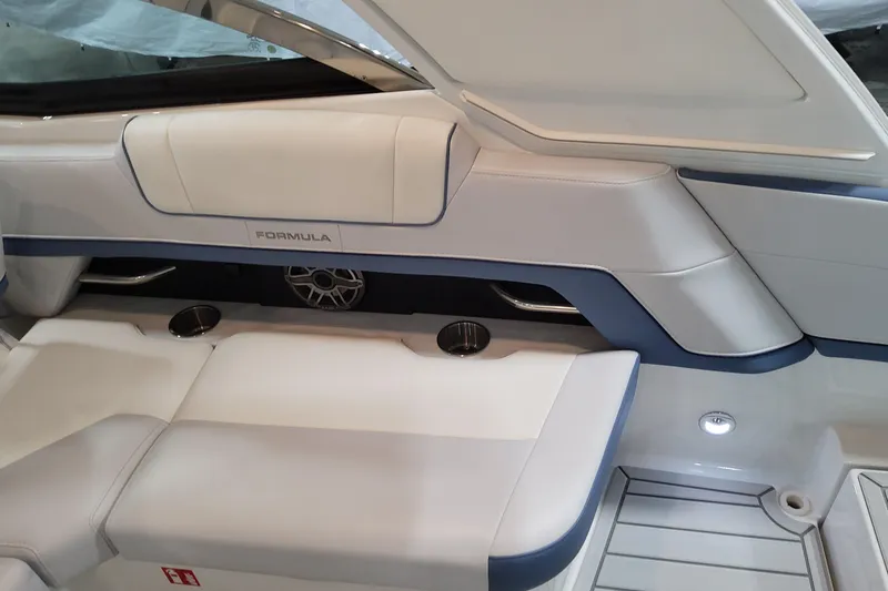 Slide: The Image of 2026 Formula 330 Crossover Bowrider OB interior with sleek seating and modern design. - 71