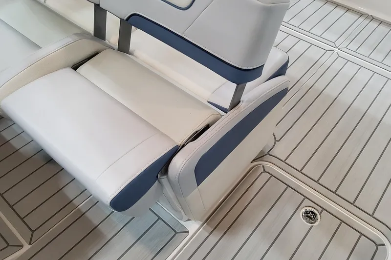 Slide: The Image of 2026 Formula 330 Crossover Bowrider OB interior seating and flooring detail. - 77