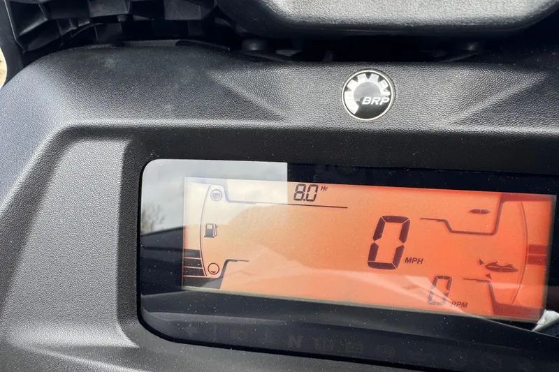 Slide: The Image of Dashboard of 2024 Sea Doo Wake 170 showing 0 MPH and 8 hours usage. - 14