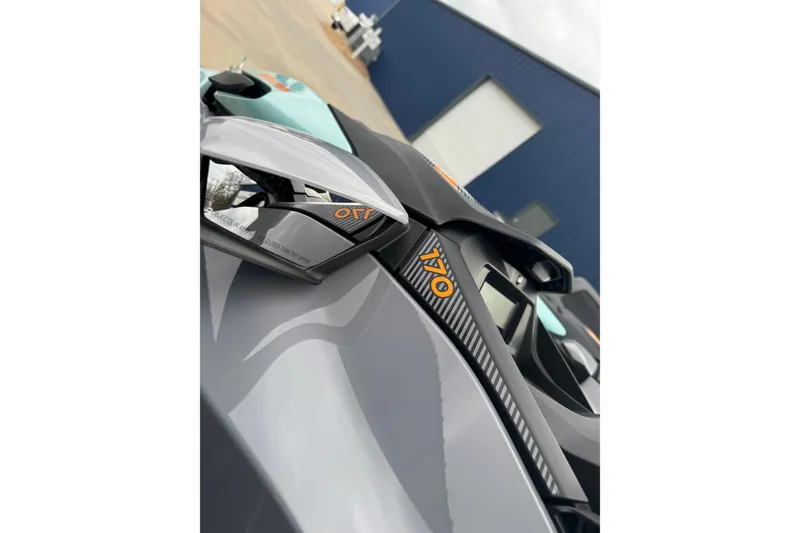Slide: The Image of 2024 Sea Doo Wake 170 jet ski, close-up view, showcasing sleek design and branding. - 9