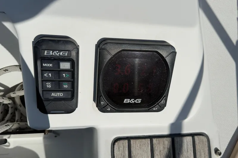 Slide: The Image of B&G marine instruments on a 2015 Jeanneau Sun Odyssey 349 sailboat dashboard. - 11