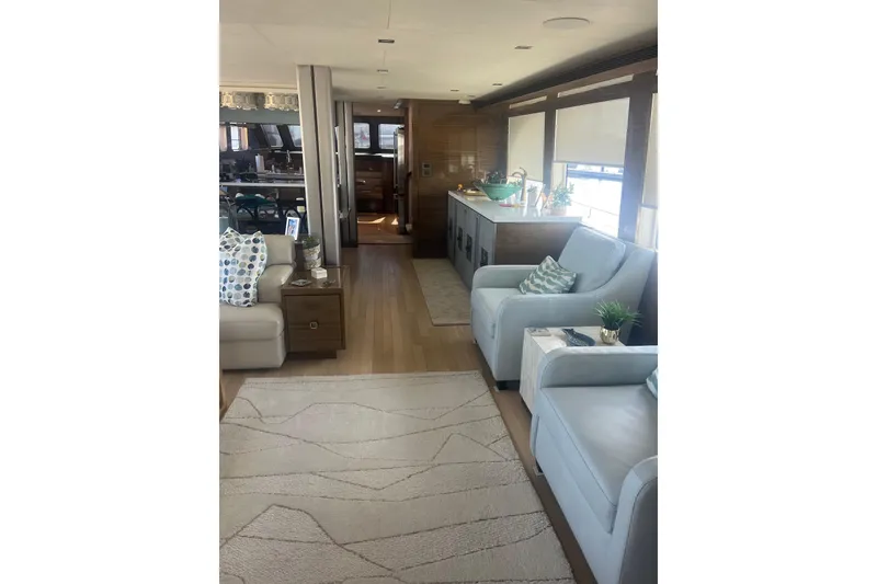 Slide: The Image of Luxurious interior of 2018 Cheoy Lee Bravo 78 Sport Motor Yacht with modern furnishings. - 10