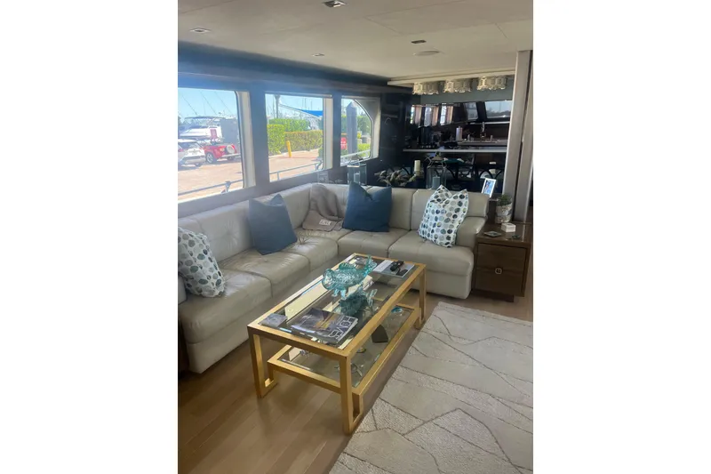 Slide: The Image of Luxurious interior of 2018 Cheoy Lee Bravo 78 Sport Motor Yacht with elegant seating and decor. - 11