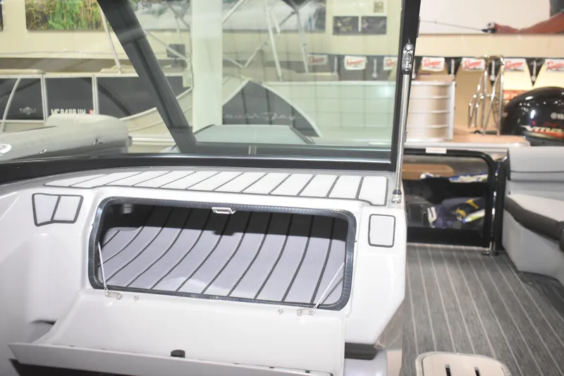 Slide: The Image of 2026 Premier 250 Solaris Sport boat interior with open storage compartment. - 20