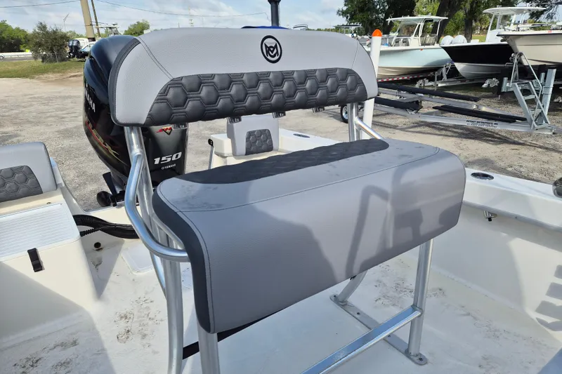 Slide: The Image of 2026 May-Craft 208 CC boat with Yamaha 150 engine, featuring a cushioned seat. - 5