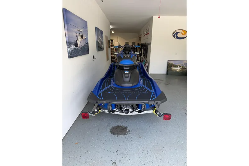 Slide: The Image of 2023 Yamaha WaveRunner GP1800R SVHO in garage, rear view. - 4