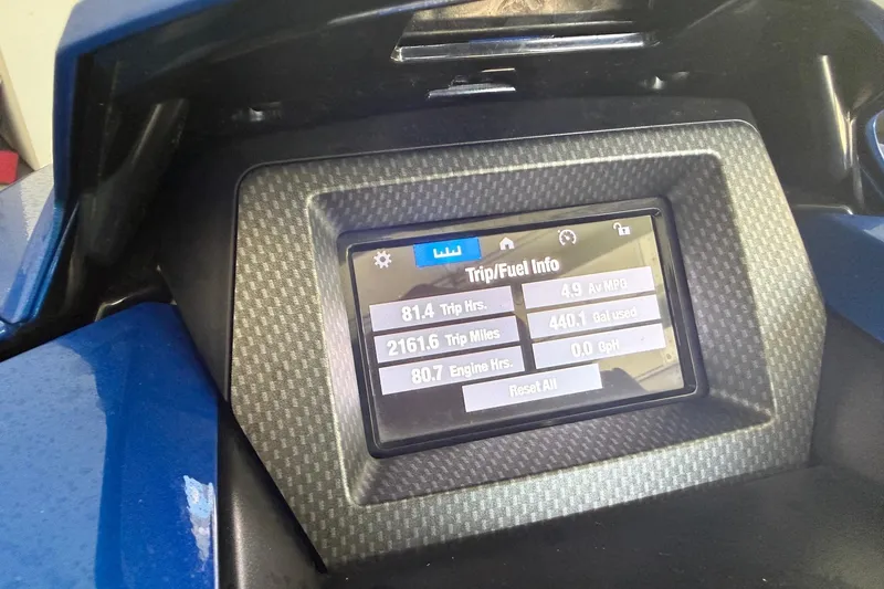 Slide: The Image of Dashboard of 2023 Yamaha WaveRunner GP1800R SVHO displaying trip and fuel information. - 7