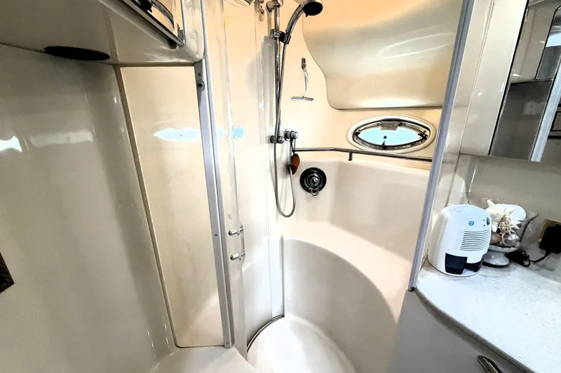 Slide: The Image of Luxurious bathroom interior of 2000 Sea Ray 450 Express Bridge yacht. - 32