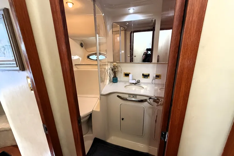 Slide: The Image of Luxurious bathroom interior of 2000 Sea Ray 450 Express Bridge yacht. - 36