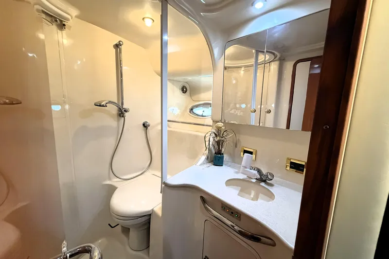 Slide: The Image of Luxurious bathroom in 2000 Sea Ray 450 Express Bridge yacht with modern fixtures. - 39