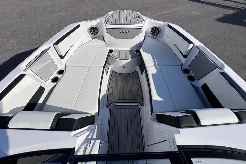 Slide: The Image of 2024 Yamaha Boats 222SD interior with sleek seating and modern design. - 17