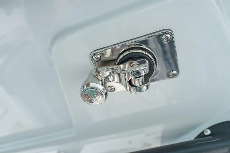 Slide: The Image of Stainless steel latch on 2026 Cobia 305 Center Console boat. - 25