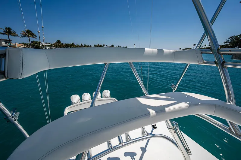 Slide: The Image of View from a 2017 Bahama 41 boat, showcasing sleek design and ocean backdrop. - 46