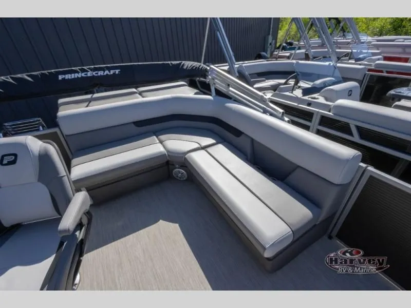 Slide: The Image of Interior of a 2026 Vectra Classic 19 L boat with gray seating. - 12