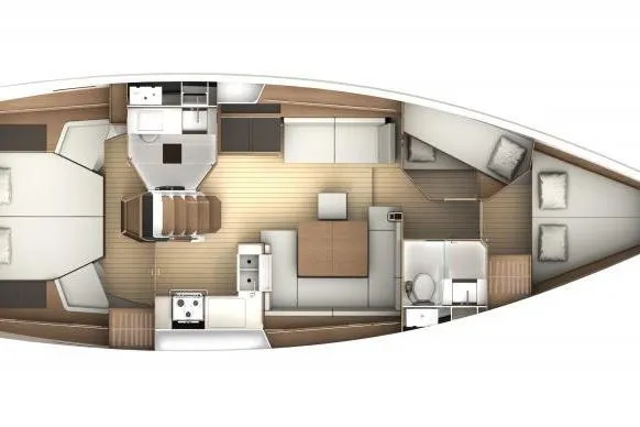 Slide: The Image of Floor plan of 2016 Jeanneau Sun Odyssey 44 DS sailboat interior layout. - 24
