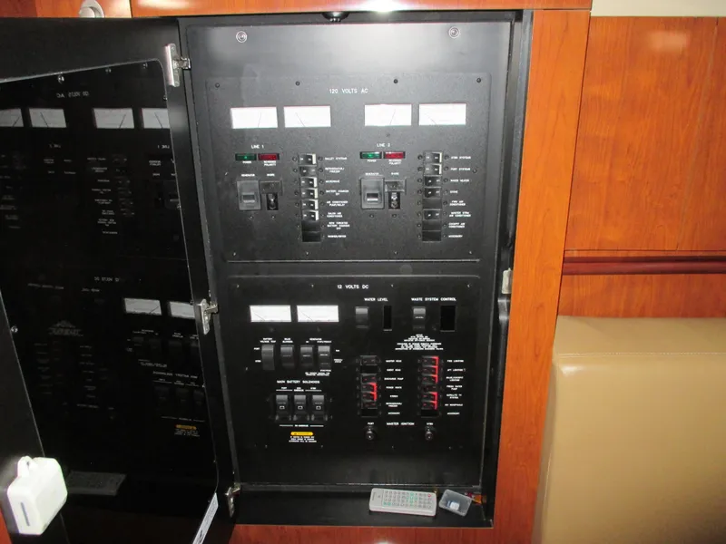 Slide: The Image of Electrical control panel of 2005 Sea Ray 390 Sundancer. - 44