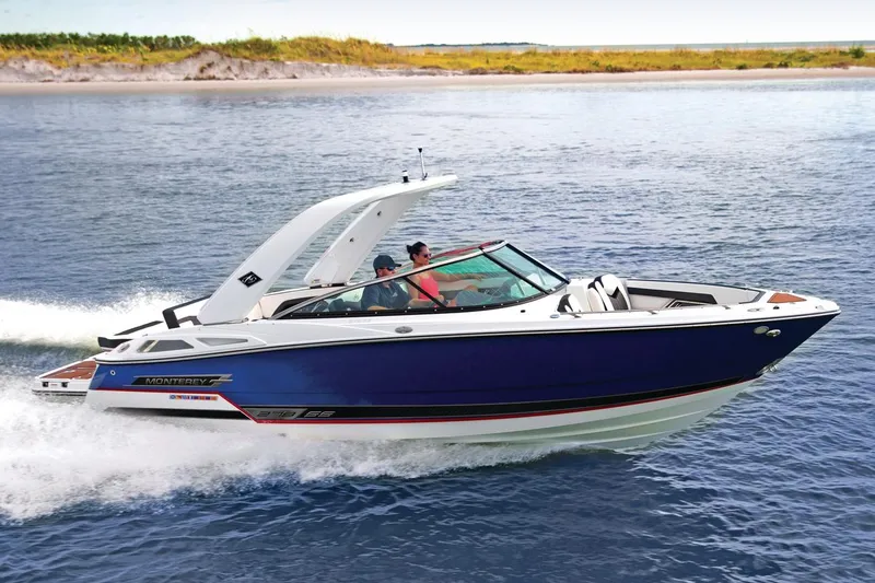 Slide: The Image of Manufacturer Provided Image: 2023 Monterey 278SS Super Sport boat cruising on open water. - 15