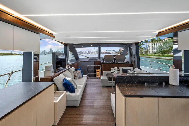 Slide: The Image of Modern kitchen on 2022 Astondoa 66 Flybridge yacht with sleek countertops and appliances. - 30
