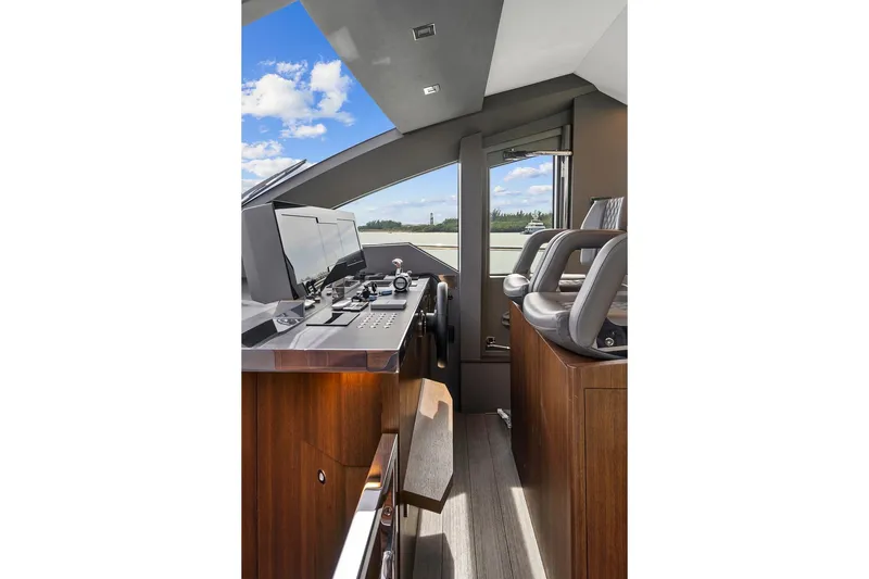 Slide: The Image of Luxurious interior of 2022 Astondoa 66 Flybridge yacht with ocean view. - 34