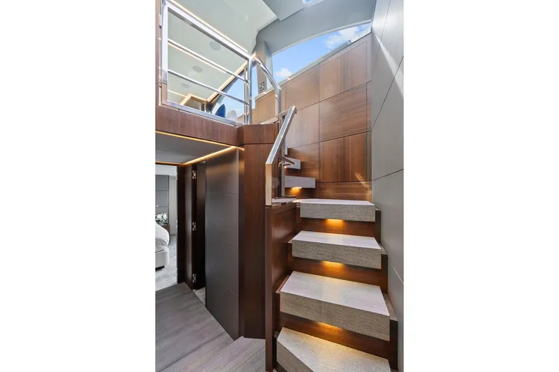 Slide: The Image of Luxurious interior of 2022 Astondoa 66 Flybridge yacht with modern seating and ocean view. - 36