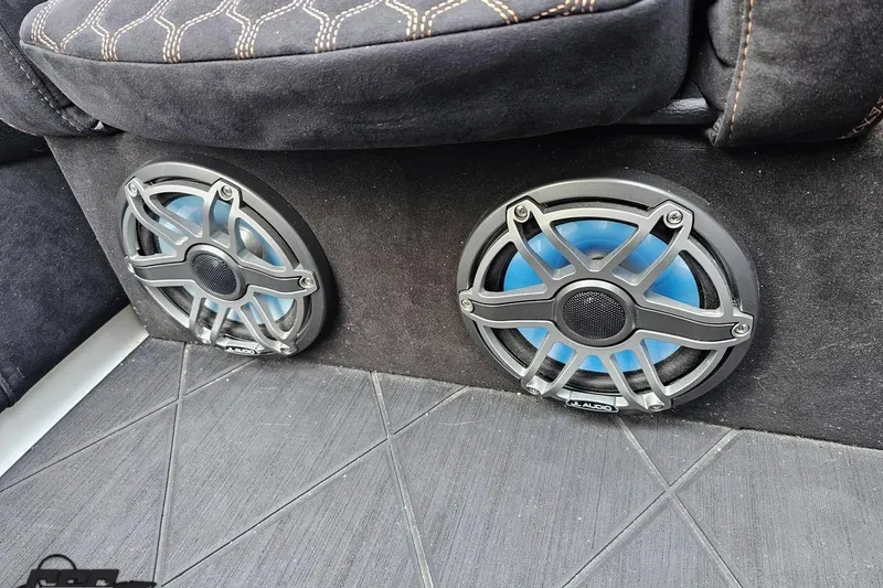 Slide: The Image of Speakers installed in a 2009 Nordic 36 Hurricane boat interior. - 106