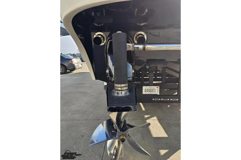 Slide: The Image of Close-up of a 2009 Nordic 36 Hurricane boat propeller and drive system. - 27