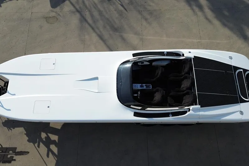 Slide: The Image of Aerial view of a 2009 Nordic 36 Hurricane speedboat on concrete surface. - 43