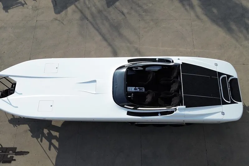 Slide: The Image of Aerial view of a 2009 Nordic 36 Hurricane speedboat on concrete surface. - 44