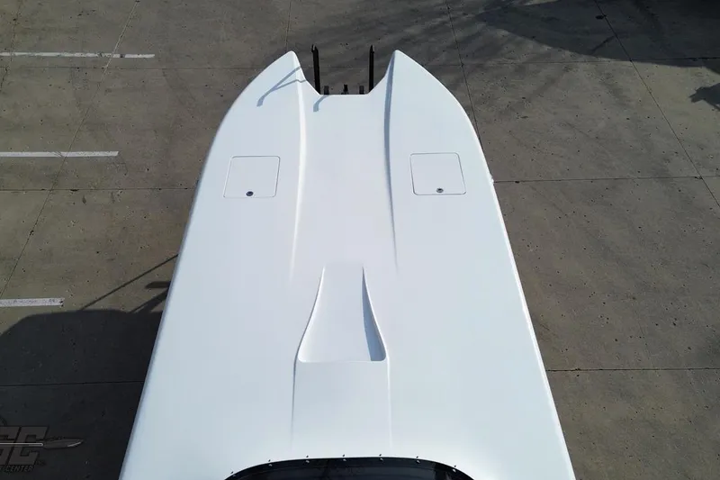 Slide: The Image of Aerial view of 2009 Nordic 36 Hurricane boat on concrete surface. - 47