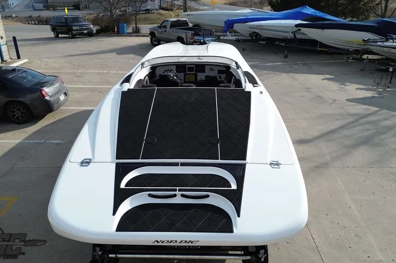 Slide: The Image of 2009 Nordic 36 Hurricane boat in parking lot, aerial view. - 61