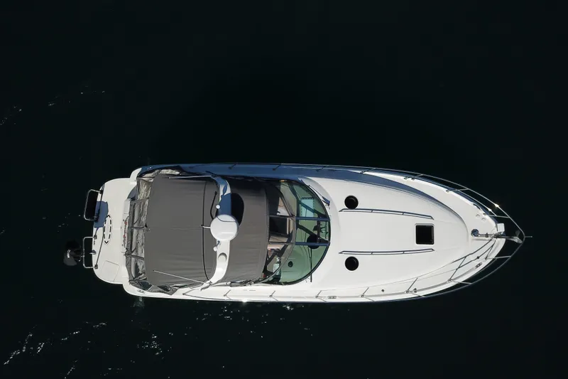 Slide: The Image of Overhead view of 2005 Sea Ray 360 Sundancer yacht on dark water. - 20