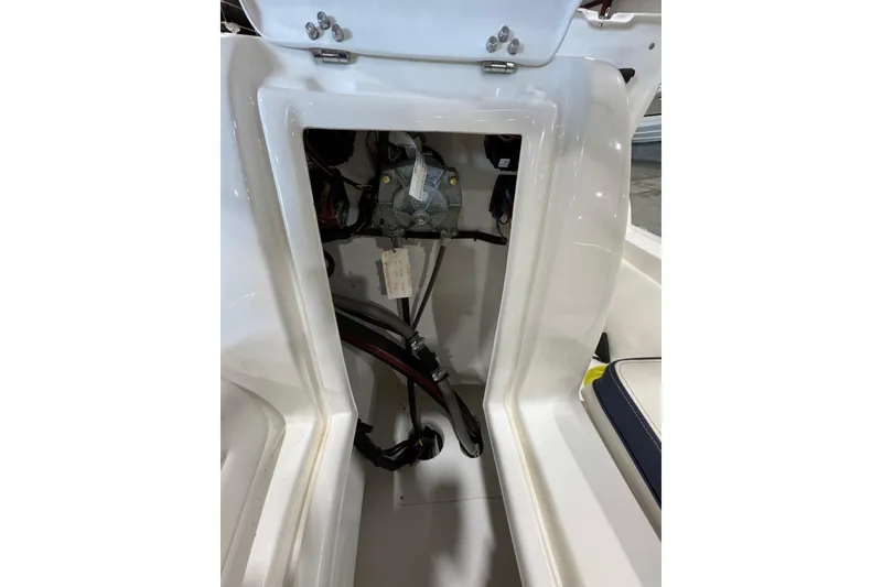 Slide: The Image of 2018 AB Inflatables Nautilus 12 DLX interior compartment showing mechanical components. - 16