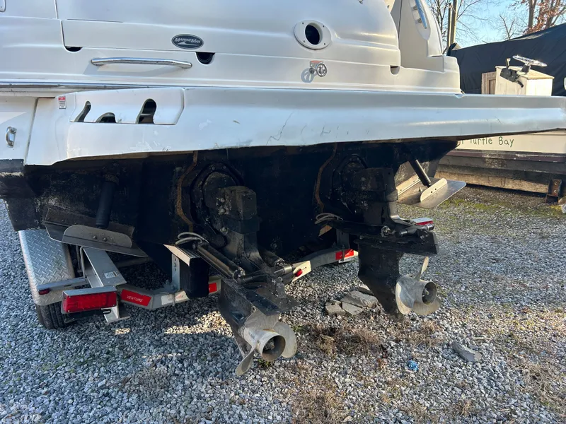 Slide: The Image of Rear view of a 2005 Sea Ray Sundancer 280 with dual engines. - 3