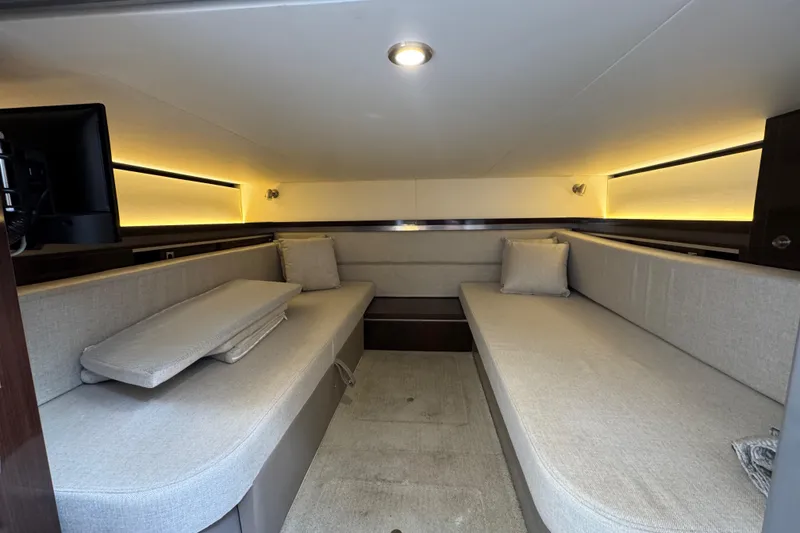 Slide: The Image of Luxurious interior cabin of 2019 Sea Ray Sundancer 320 yacht with modern lighting. - 56