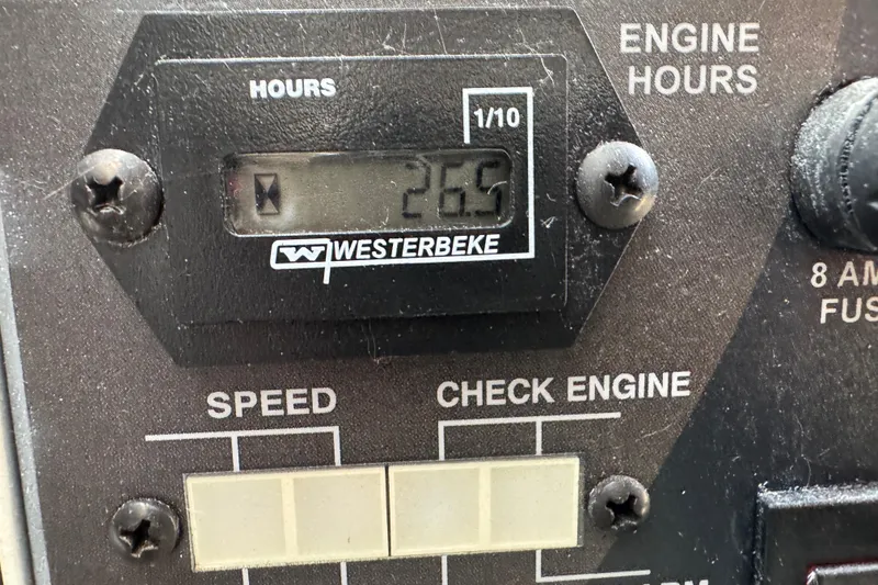 Slide: The Image of Engine hour meter showing 26.5 hours on a 2019 Sea Ray Sundancer 320. - 72