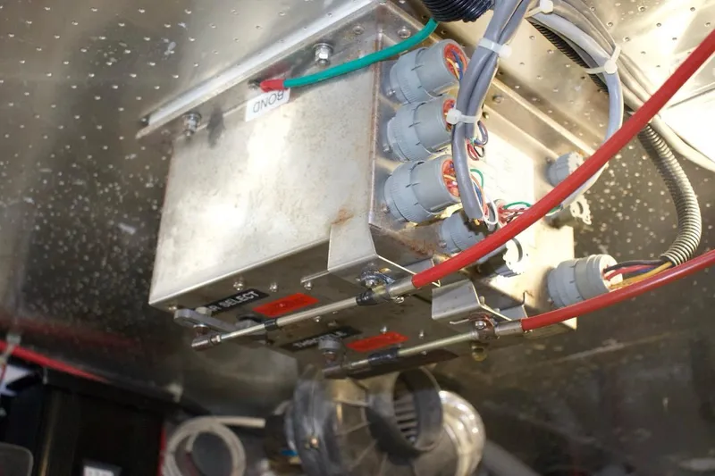 Slide: The Image of Electrical wiring and components inside a 2002 McKinna 57 Pilothouse yacht. - 36