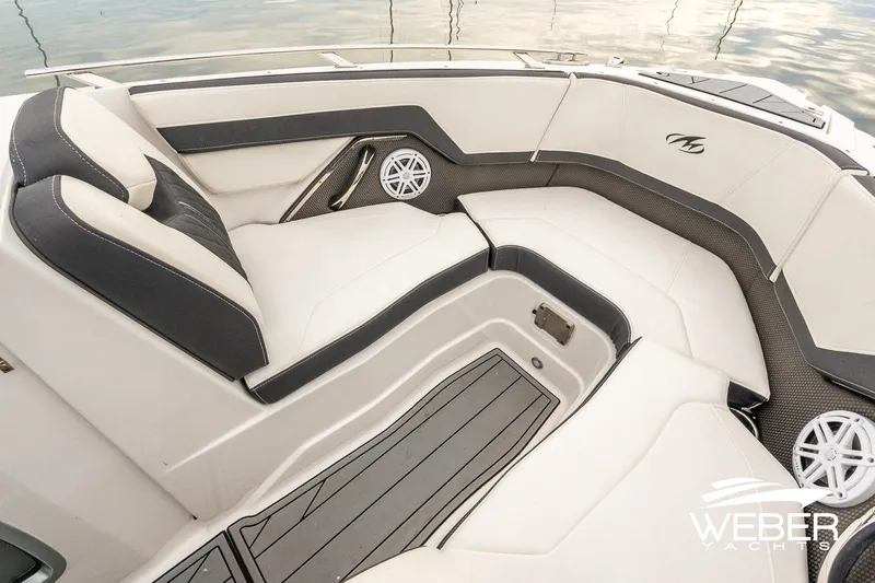Slide: The Image of Luxurious seating on 2023 Monterey 255SS Super Sport boat, featuring sleek design and premium materials. - 36