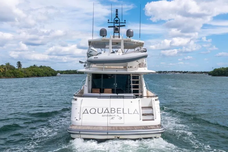 Slide: The Image of Luxury Fairline 68 yacht cruising on open water, 2020 model. - 2