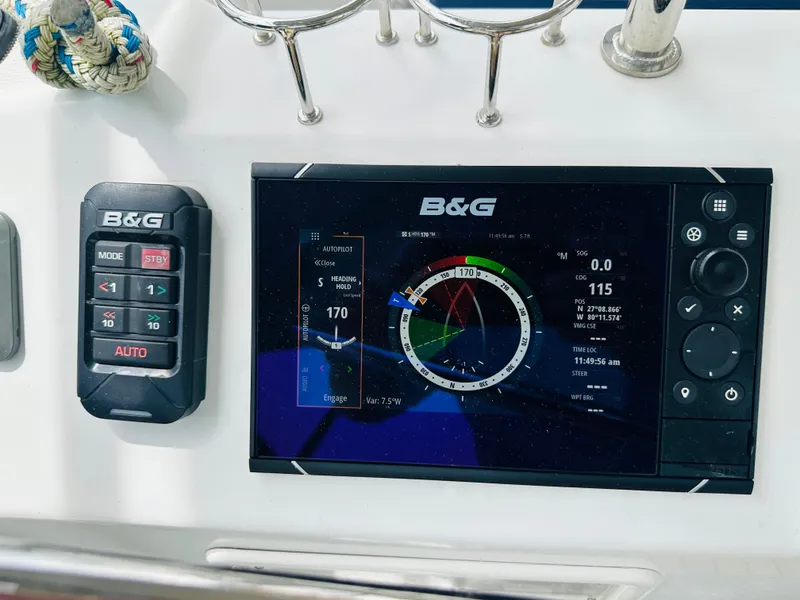 Slide: The Image of B&G navigation system on 2015 Beneteau Oceanis 45 yacht dashboard. - 28