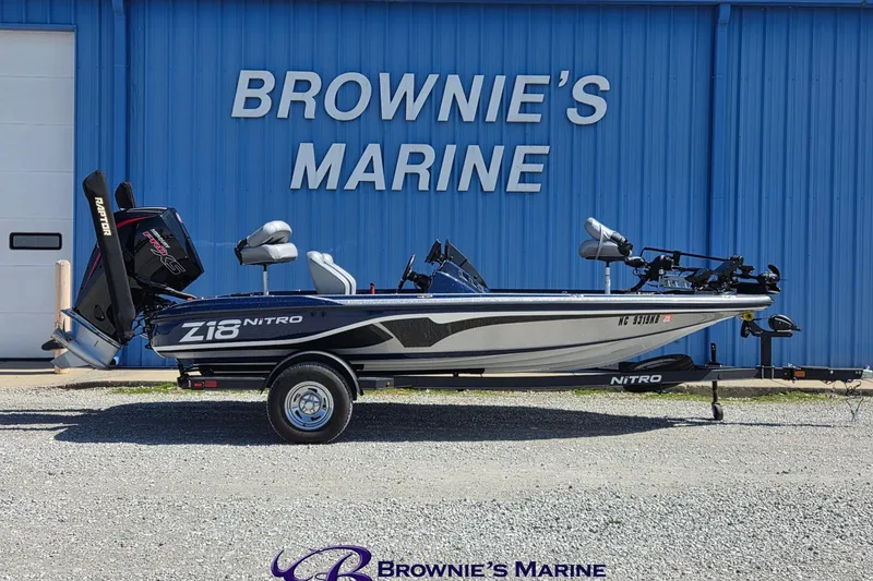 The Image of 2024 Nitro Z18 boat at Brownie's Marine dealership, side view. - 1