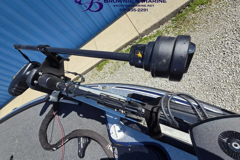 Slide: The Image of 2024 Nitro Z18 boat with mounted trolling motor, outdoor setting. - 4