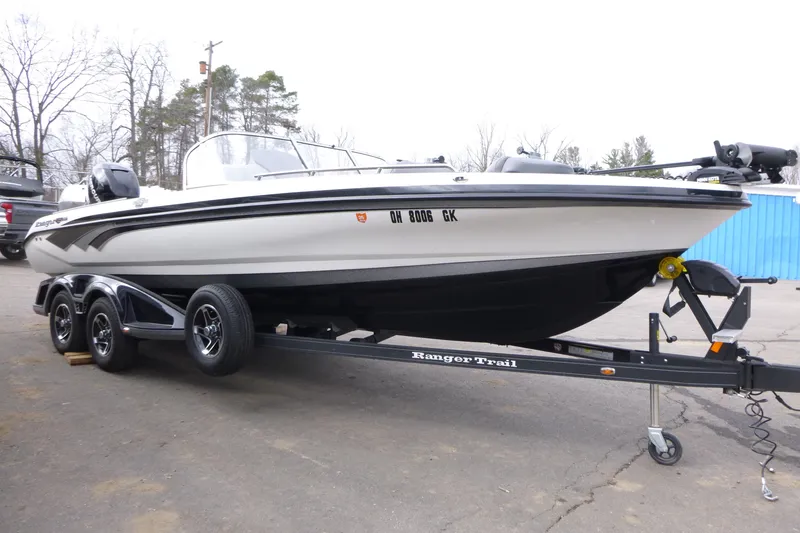 Slide: The Image of 2023 Ranger 622FS Pro boat on trailer, parked outdoors. - 6