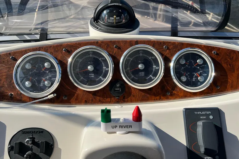 Slide: The Image of Dashboard of a 2004 Meridian 408 Motoryacht with gauges and controls. - 3